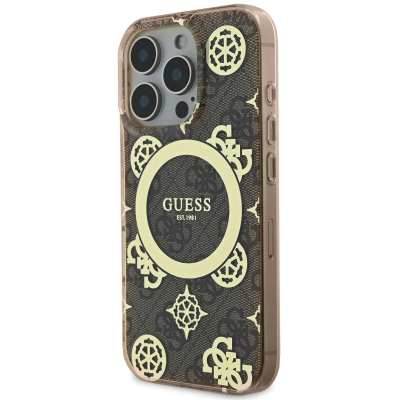 Guess IML 4G Peony MagSafe hátlap iPhone 16 Pro barna színű iPhone 16 Pro készülékre
