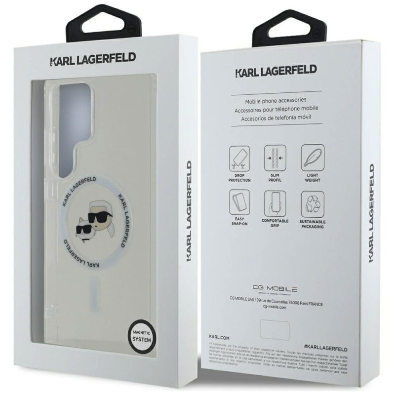 Karl Lagerfeld IML K&CH Heads MagSafe hátlap Samsung Galaxy S25 Ultra átlátszó hátlapja