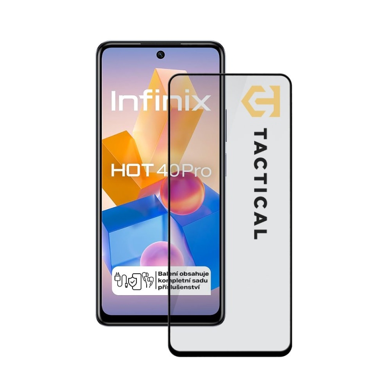 Taktikai üvegpajzs 5D üveg az Infinix Hot 40 Pro fekete készülékhez
