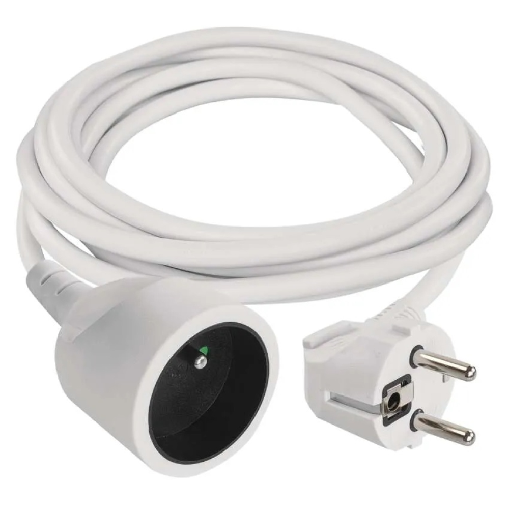 Hosszabbító kábel 2 m / 1 csatlakozó / fehér / PVC / 1 mm2