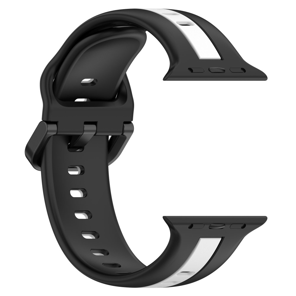 Szíj szilikon szíj Apple Watch Ultra/Ultra 2 49mm/SE/SE 2022/2023 44mm/9/8/7 45mm/6/5/4 44mm/3/2/1 42 mm - fekete/fehér