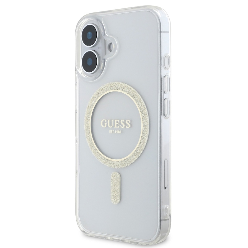 Guess IML csillogó gyűrű MagSafe hátlap iPhone 16 Plus átlátszó iPhone 16 Plus számára