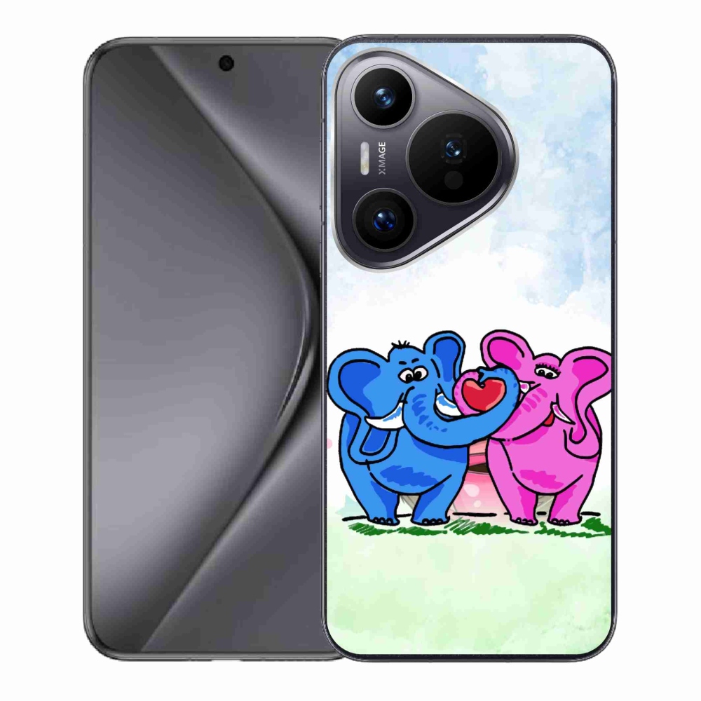 Gél borító mmCase a Huawei Pura 70 készülékhez - szerelmes elefántok