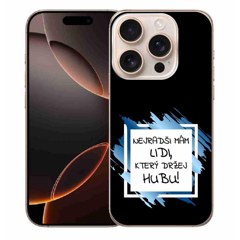 Gél borító mmCase iPhone 16 Pro Max készülékhez - vicces szöveg 7 fehér és fekete háttérrel