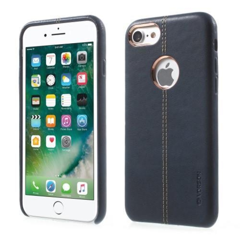 Vors műanyag tok PU-bőr hátlappal iPhone 7 és 8 készülékhez - kék
