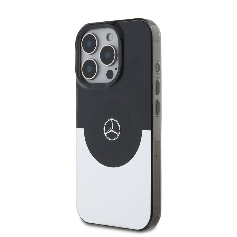 Mercedes PC/TPU kétrétegű MagSafe hátlap iPhone 16 Pro fekete/ezüst színű borítóhoz