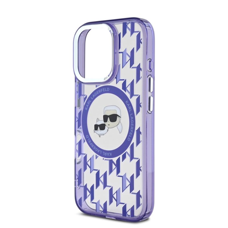 Karl Lagerfeld IML Monogram K&CH Heads MagSafe hátlap iPhone 16 Pro lila színű iPhone 16 Pro készülékhez