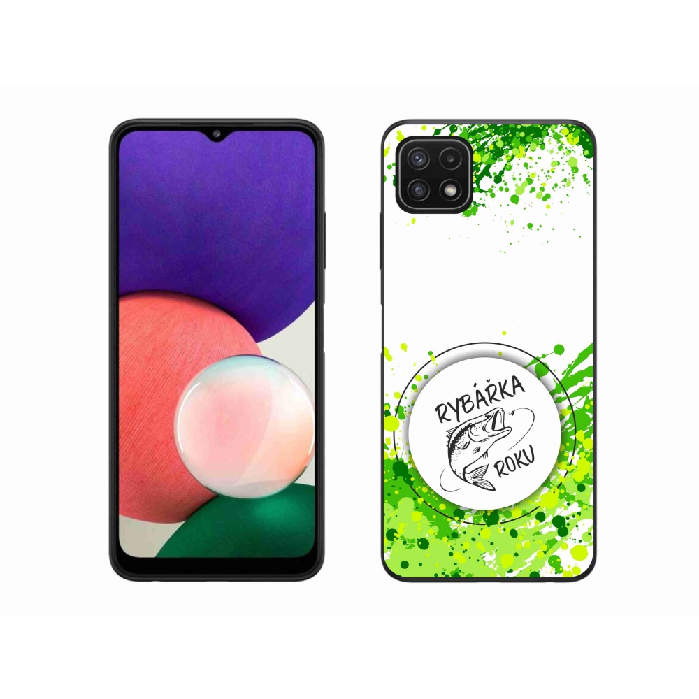 Gél borító mmCase Samsung Galaxy A22 5G - az év horgásza fehér háttérrel