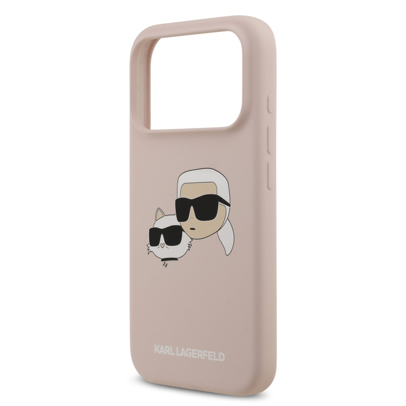 Karl Lagerfeld folyékony szilikon duplafejű MagSafe hátlap iPhone 17 Pro rózsaszínű iPhone 17 Pro számára