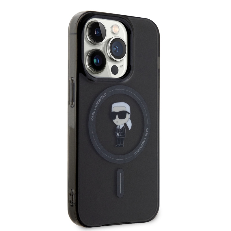 Karl Lagerfeld IML IML Ikonik MagSafe hátlap iPhone 15 Pro-hoz Fekete