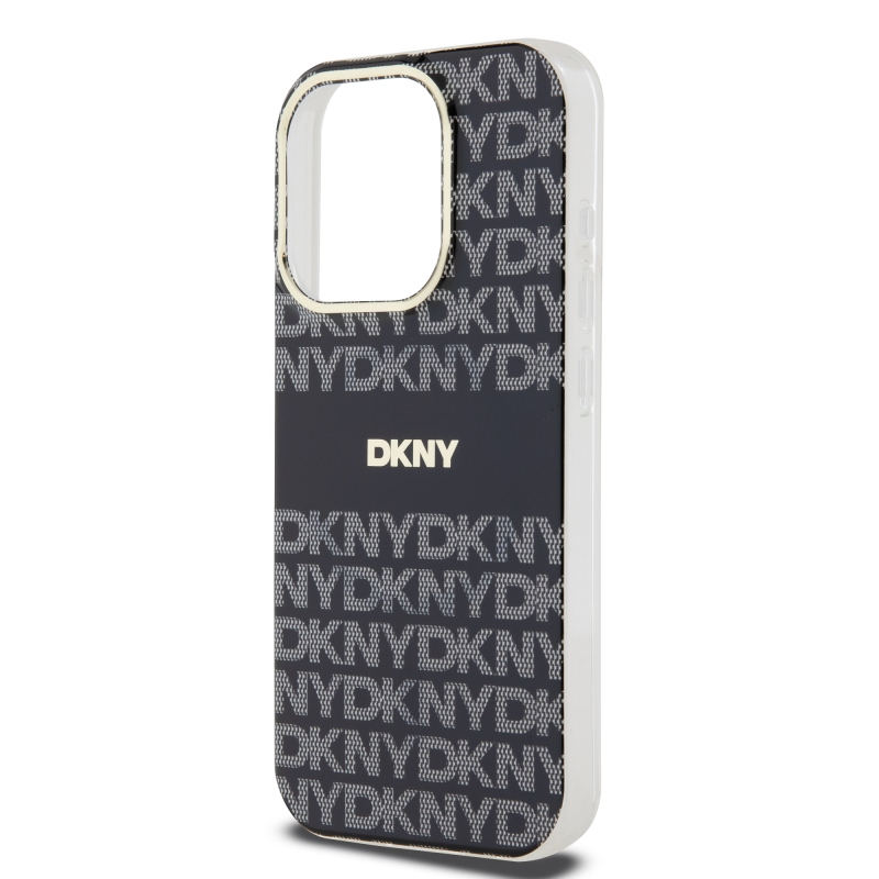 DKNY PC/TPU ismétlődő mintás tonális csíkos Magsafe hátlap iPhone 13 Pro Fekete