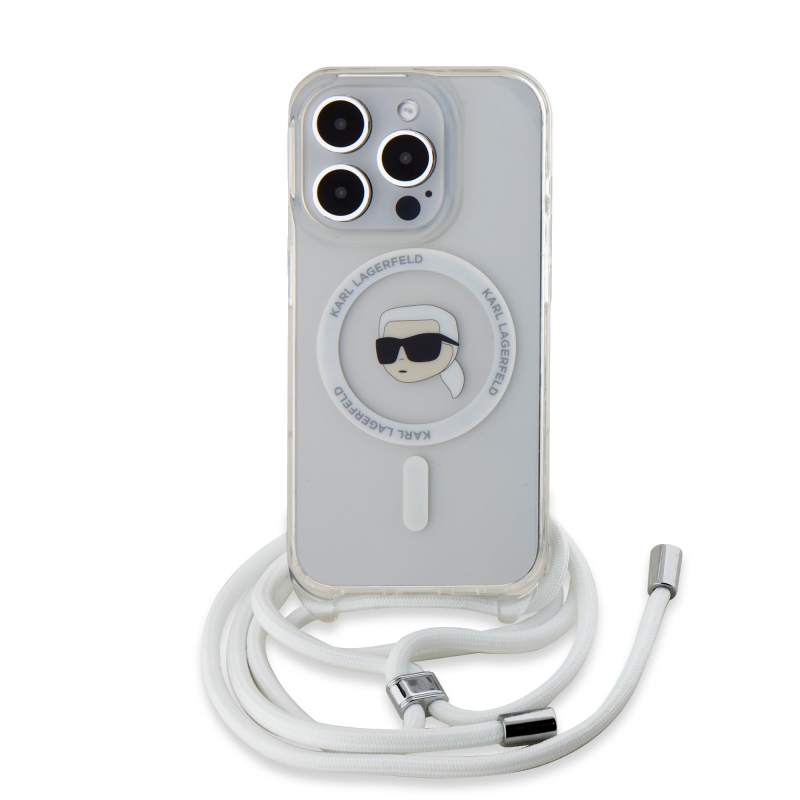 Karl Lagerfeld IML Crossbody Karl Head Karl Head MagSafe hátlap iPhone 15 Pro átlátszóhoz