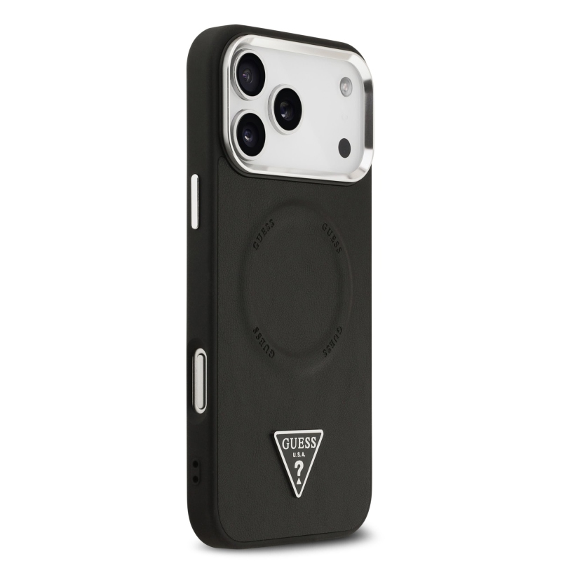Guess PU bőr háromszög logó MagSafe hátlap iPhone 17 Pro fekete