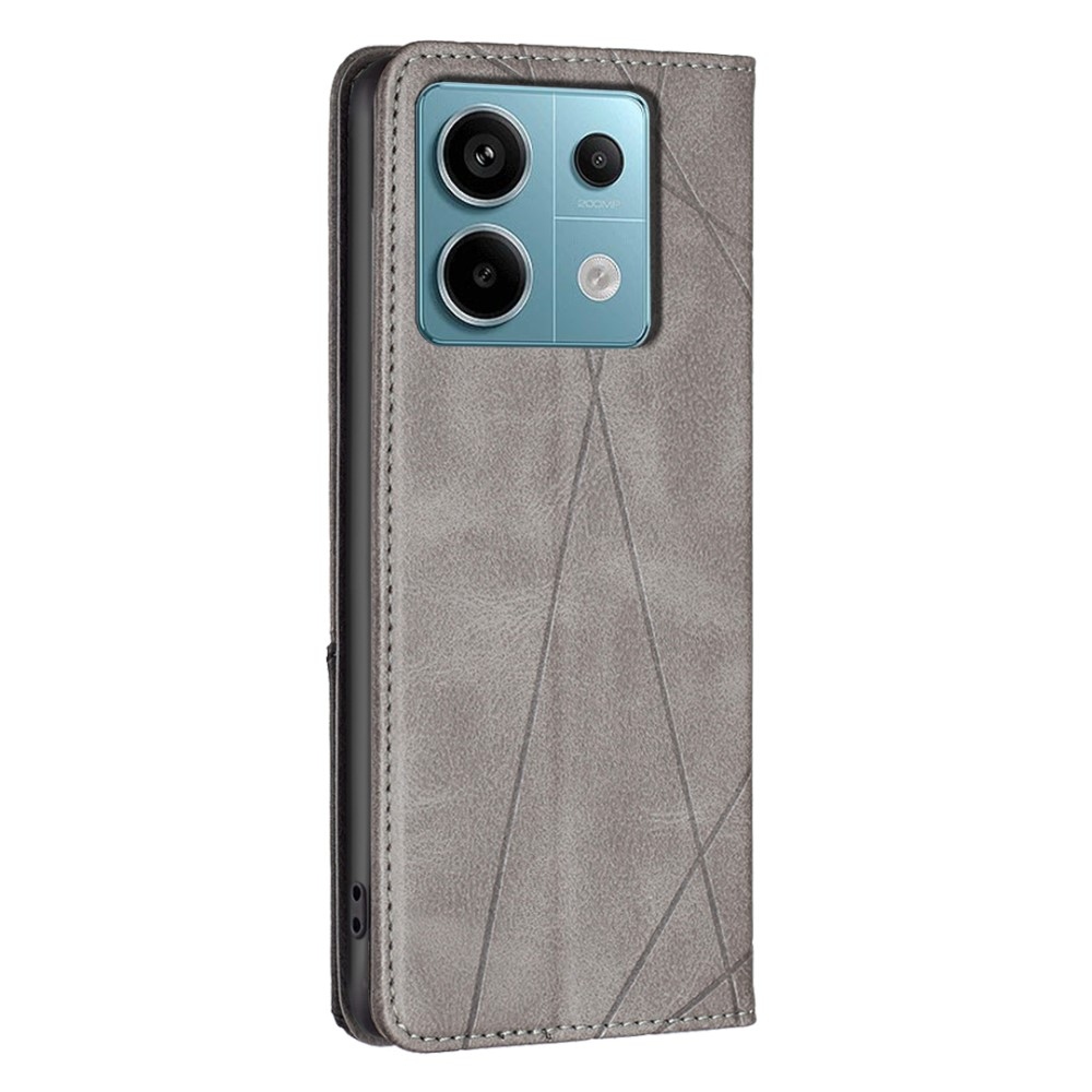 Háromszög alakú könyv tok Xiaomi Redmi Note 13 Pro 4G/Poco M6 Pro - szürke