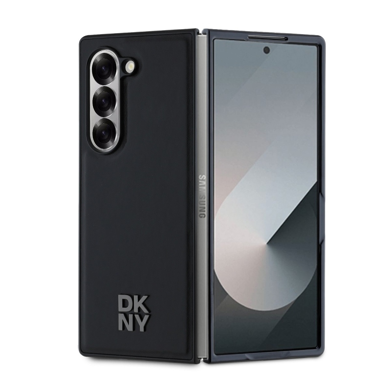 DKNY PU bőr Stack Logo MagSafe hátlap a Samsung Galaxy Z Fold 6-hoz Fekete fekete