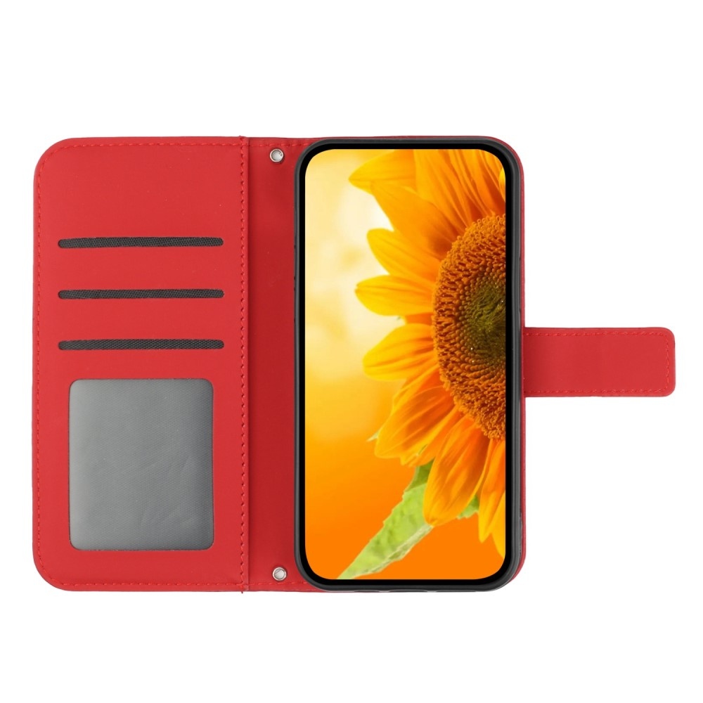 Napraforgó könyv tok a Vivo X80 Lite-hoz - piros