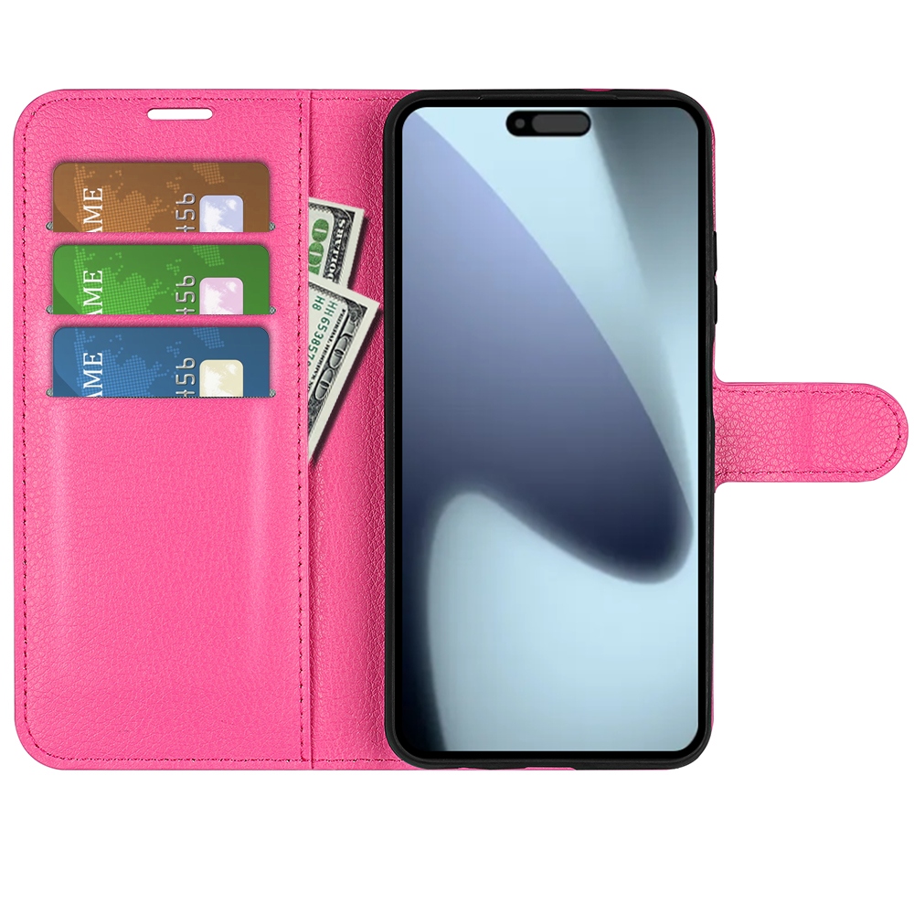 Litchi könyvtáska iPhone 17-hez - rózsaszínű