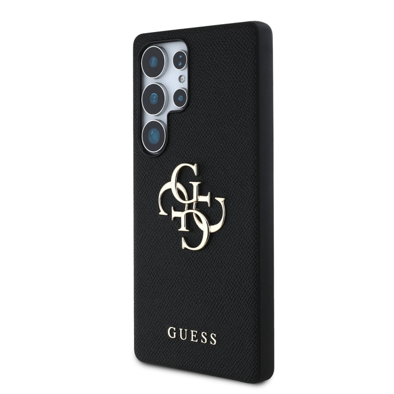 Guess PU szemcsés 4G fém logó hátlap Samsung Galaxy S25 Ultra fekete
