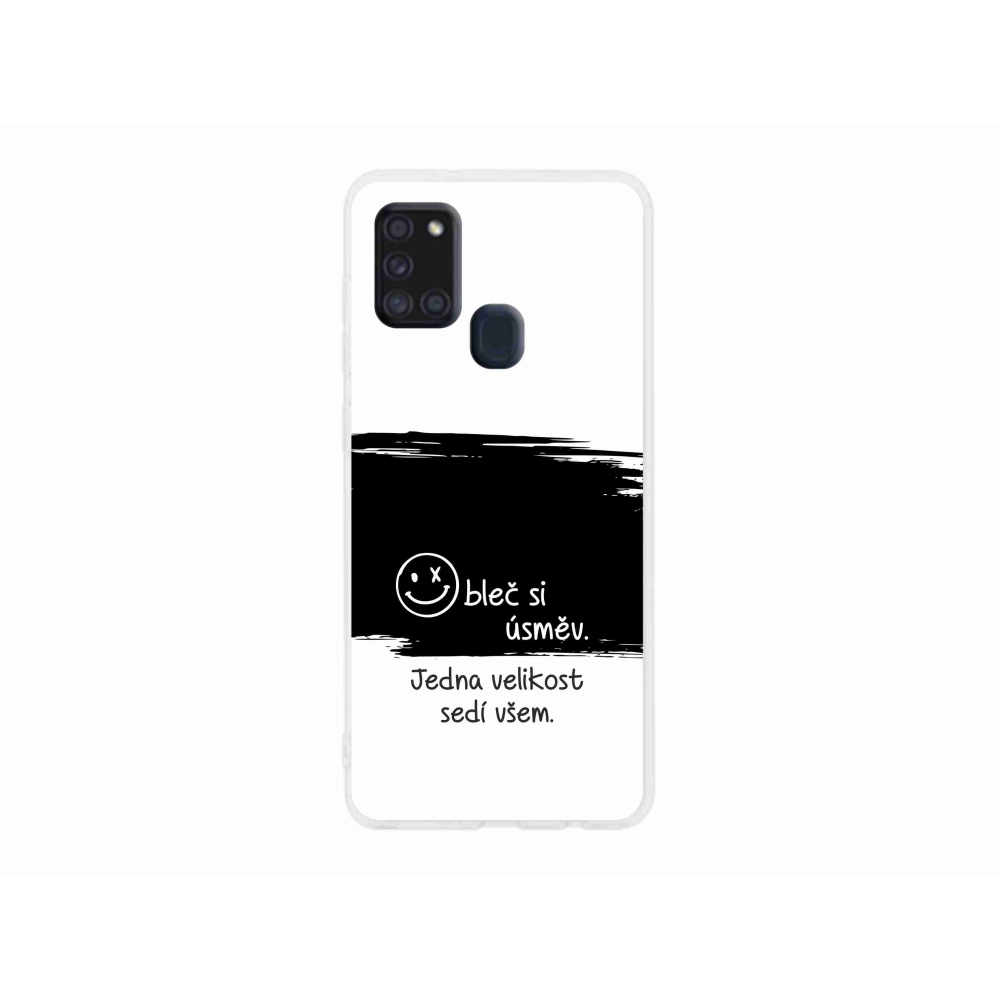 Gél borító mmCase Samsung Galaxy A21s készülékhez - vicces szöveg 8 fekete és fehér háttérrel