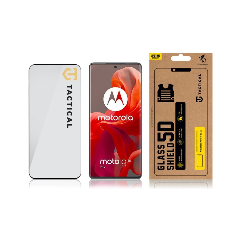 Taktikai üvegpajzs 5D üveg a Motorola G85 5G Fekete számára