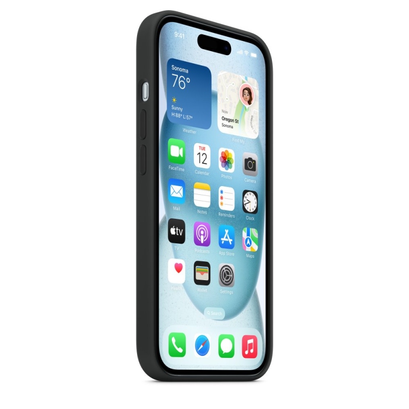 MXPD3ZM/A Apple szilikon borítás, beleértve. Magsafe iPhone 15 készülékhez Fekete