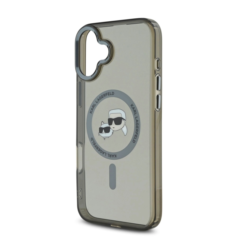 Karl Lagerfeld IML K&CH Heads fémkeret MagSafe hátlap iPhone 16-hoz Fekete