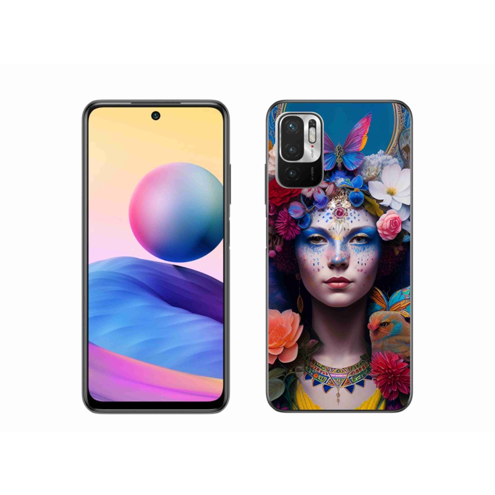 Gél borítás mmCase a Xiaomi Poco M3 Pro/5G számára - nő virágokkal
