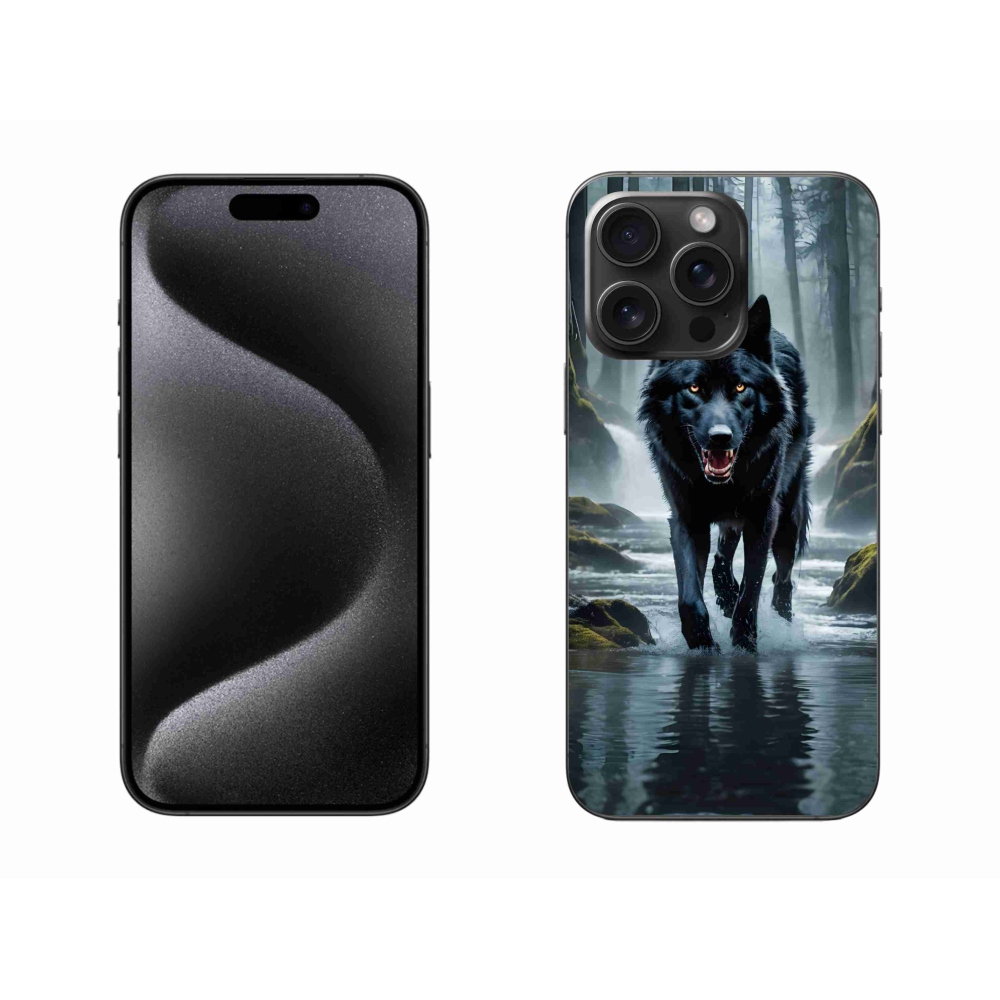 Gél védőburkolat mmCase iPhone 15 Pro Max készülékhez - fekete farkas