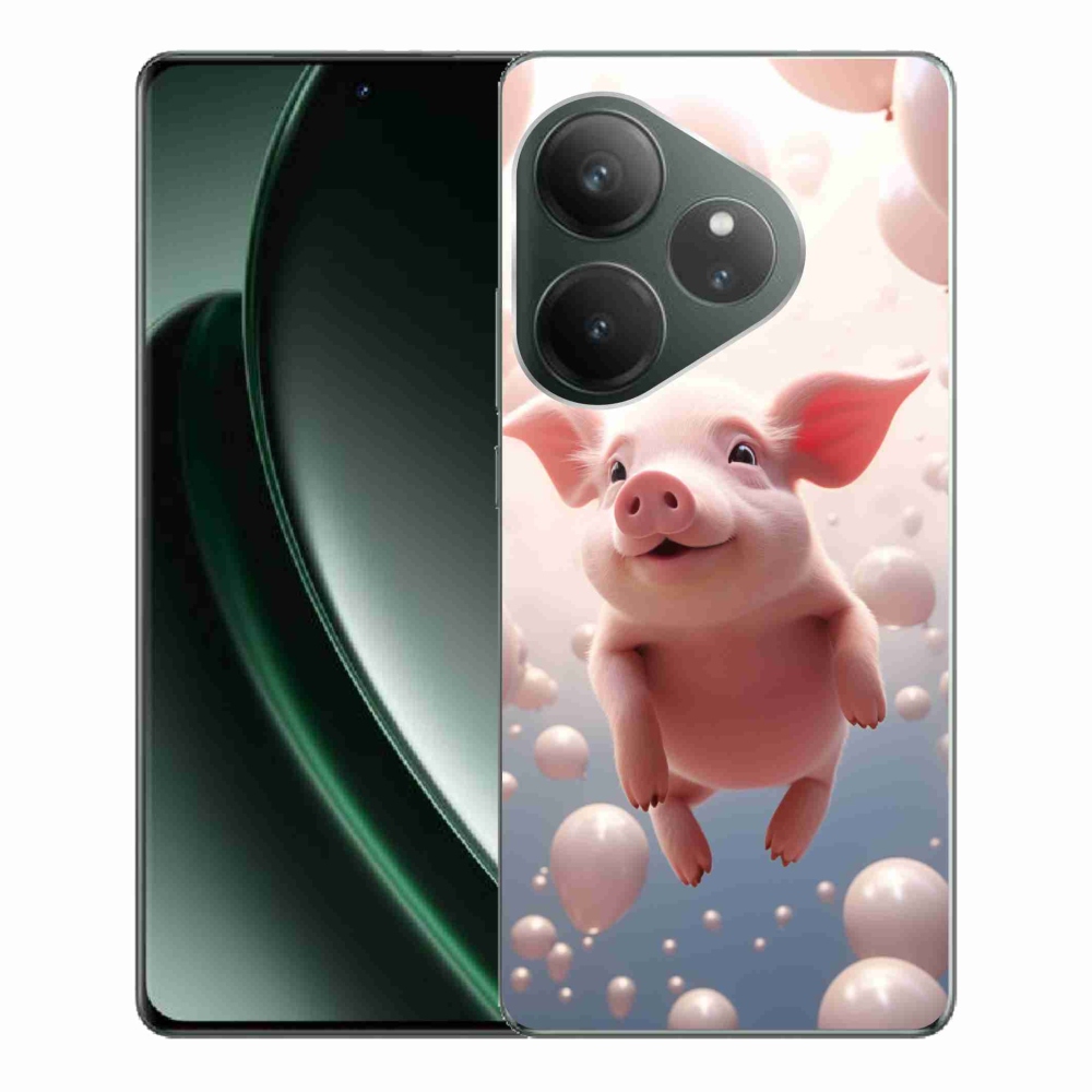 Gél borítás mmCase a Realme GT 6 5G/GT 6T 5G - malac lufikkal
