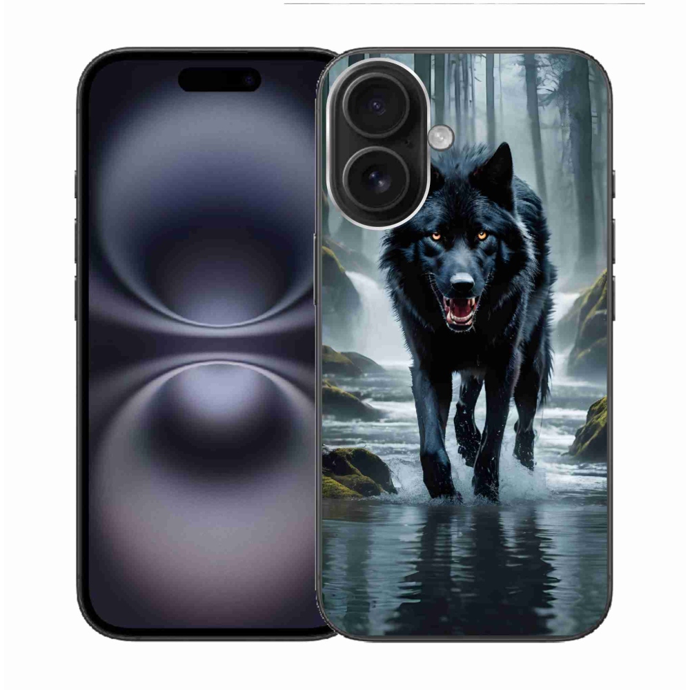 Zselés borítás mmCase iPhone 16 készülékhez - fekete farkas