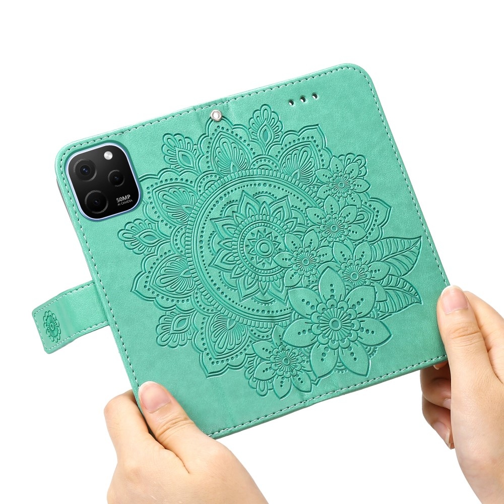 Mandala könyvtáska Huawei Nova Y61-hez - zöld