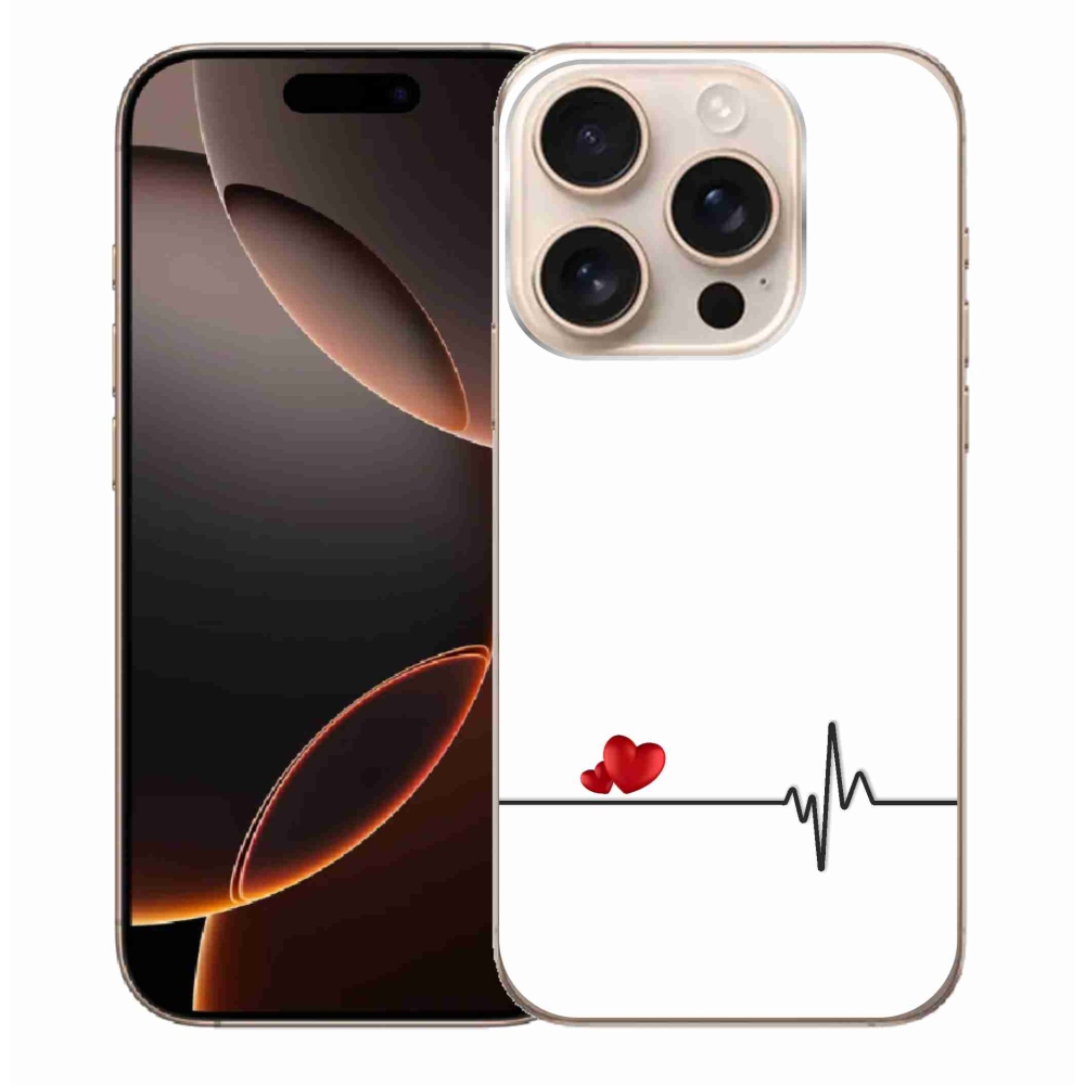 Gél borítás mmCase iPhone 16 Pro Max készülékhez - szív és szívverés fehér háttérrel