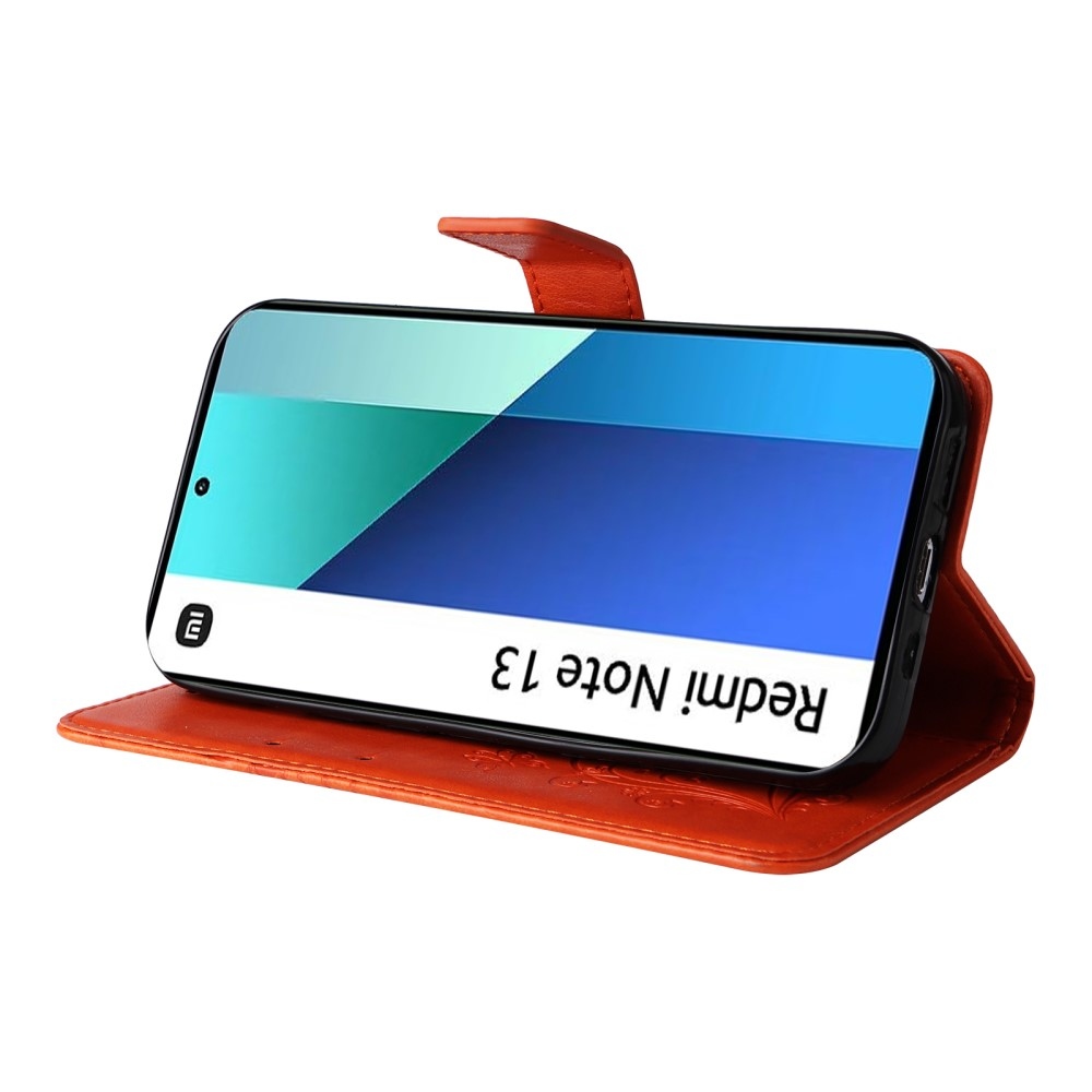 Nagy pillangó könyv tok a Xiaomi Redmi Note 13-hoz - narancssárga