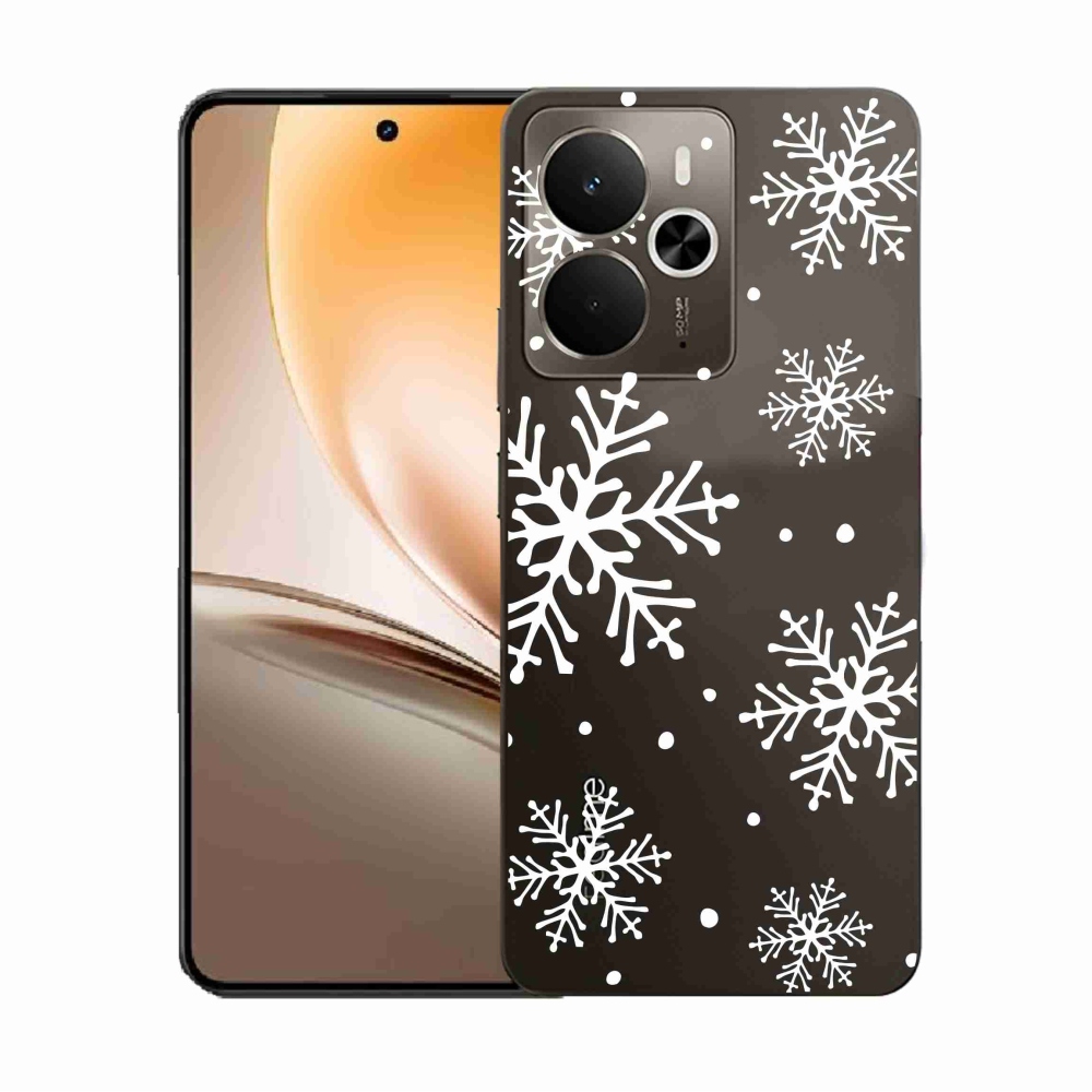 Gél borítás mmCase a Realme 14 5G készülékhez - fehér pelyhek átlátszó háttéren