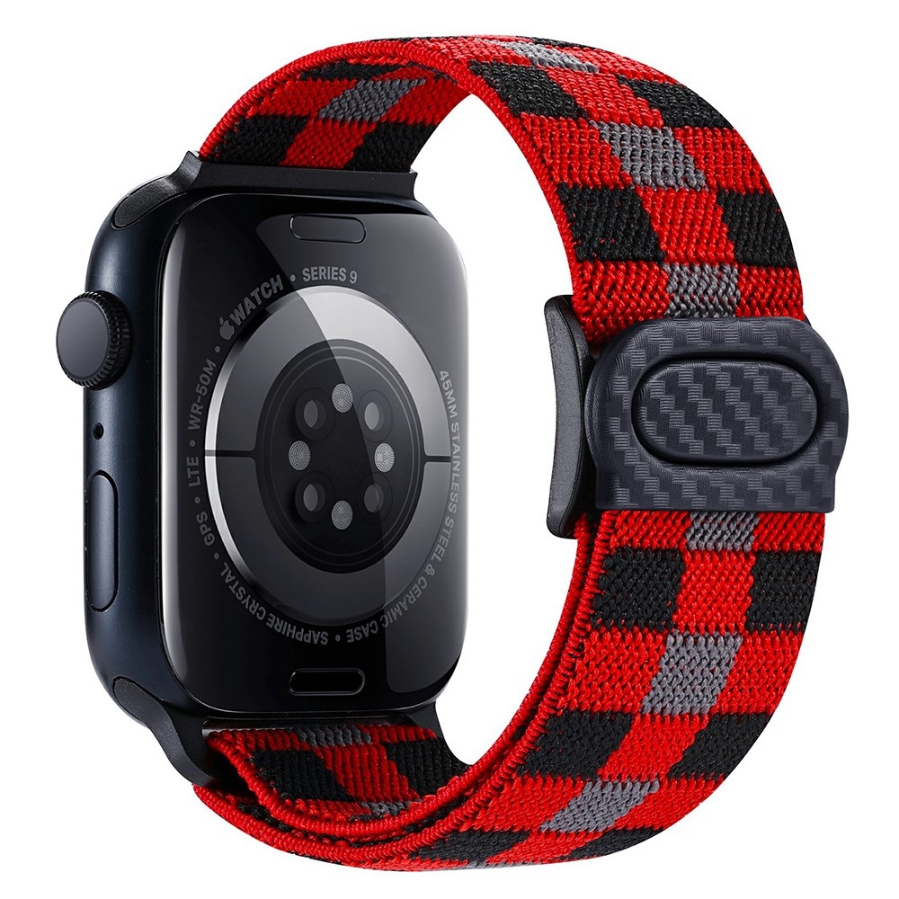 Fokozatos nejlon szíj Apple Watch Ultra/Ultra 2 49mm/SE/SE 2022/2023 44mm/9/8/7 45mm/6/5/4 44mm/3/2/1 42 mm - piros kockák