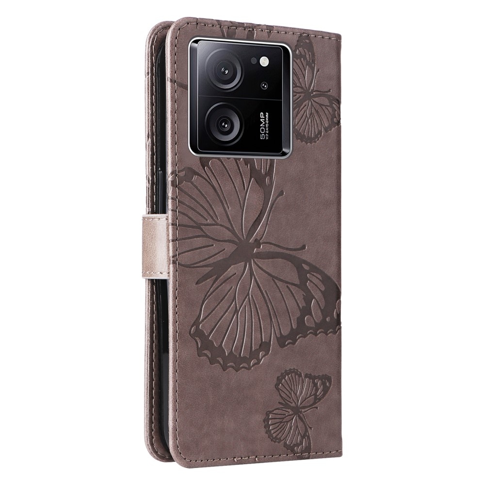 Nagy pillangó könyv tok Xiaomi 13T/13T Pro - szürke