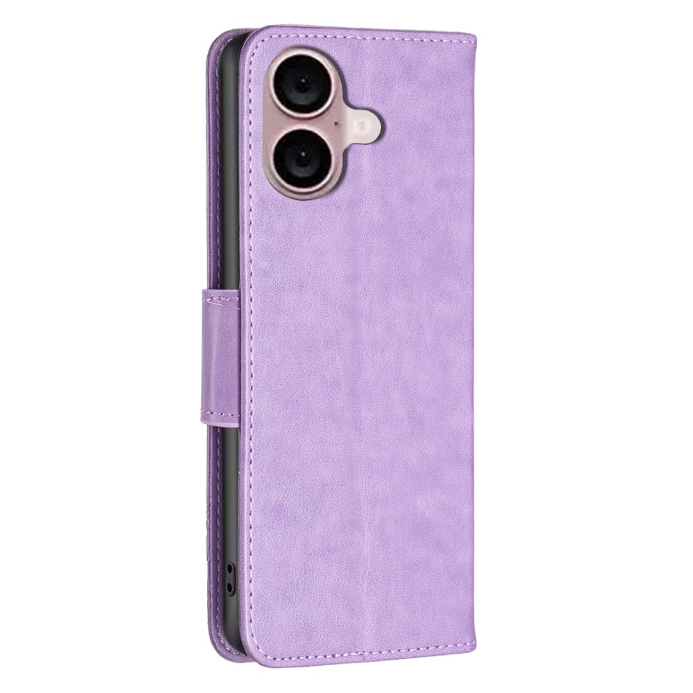 Pillangó könyvtáska iPhone 16-hoz - világos lila