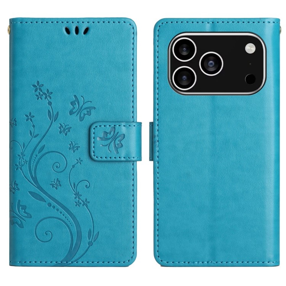 Virágok könyv tok iPhone 17 Pro készülékhez - kék