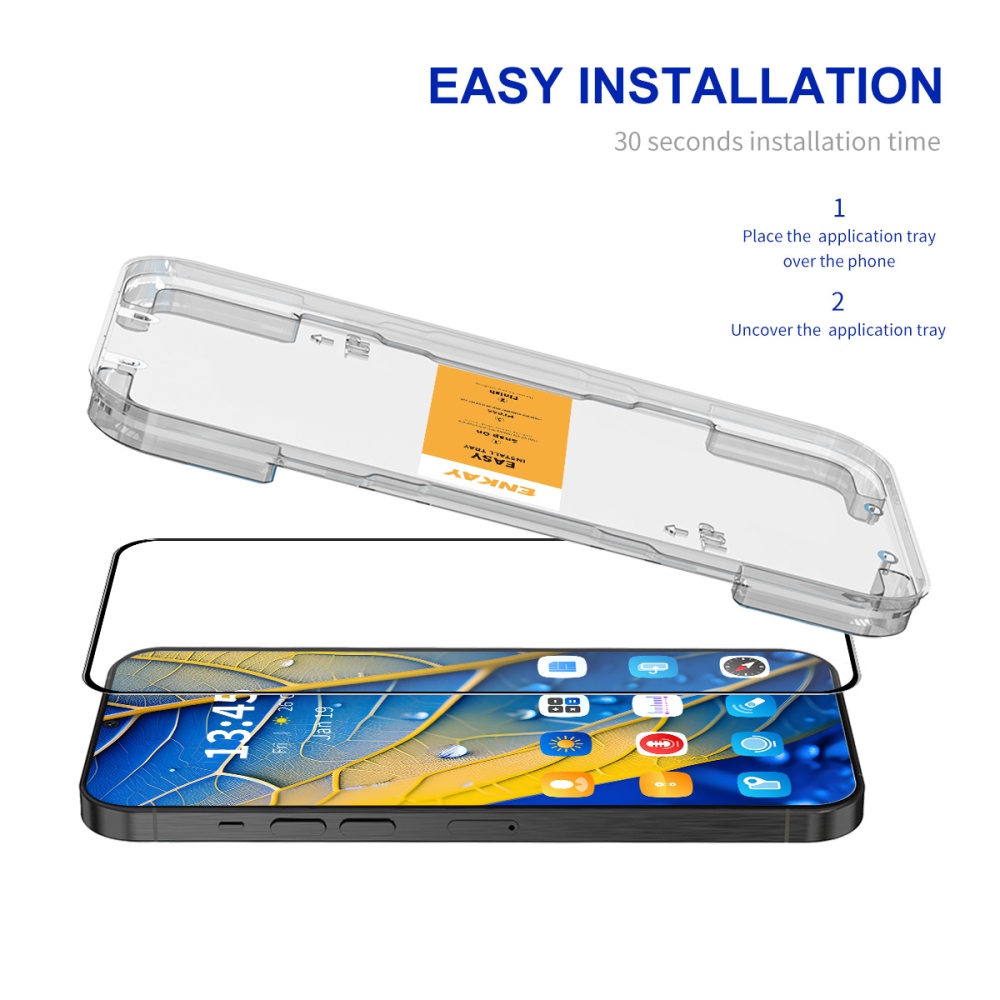 ENK 9H teljes képernyő edzett üveg a Xiaomi Poco F7 5G-nél alkalmazáskerettel