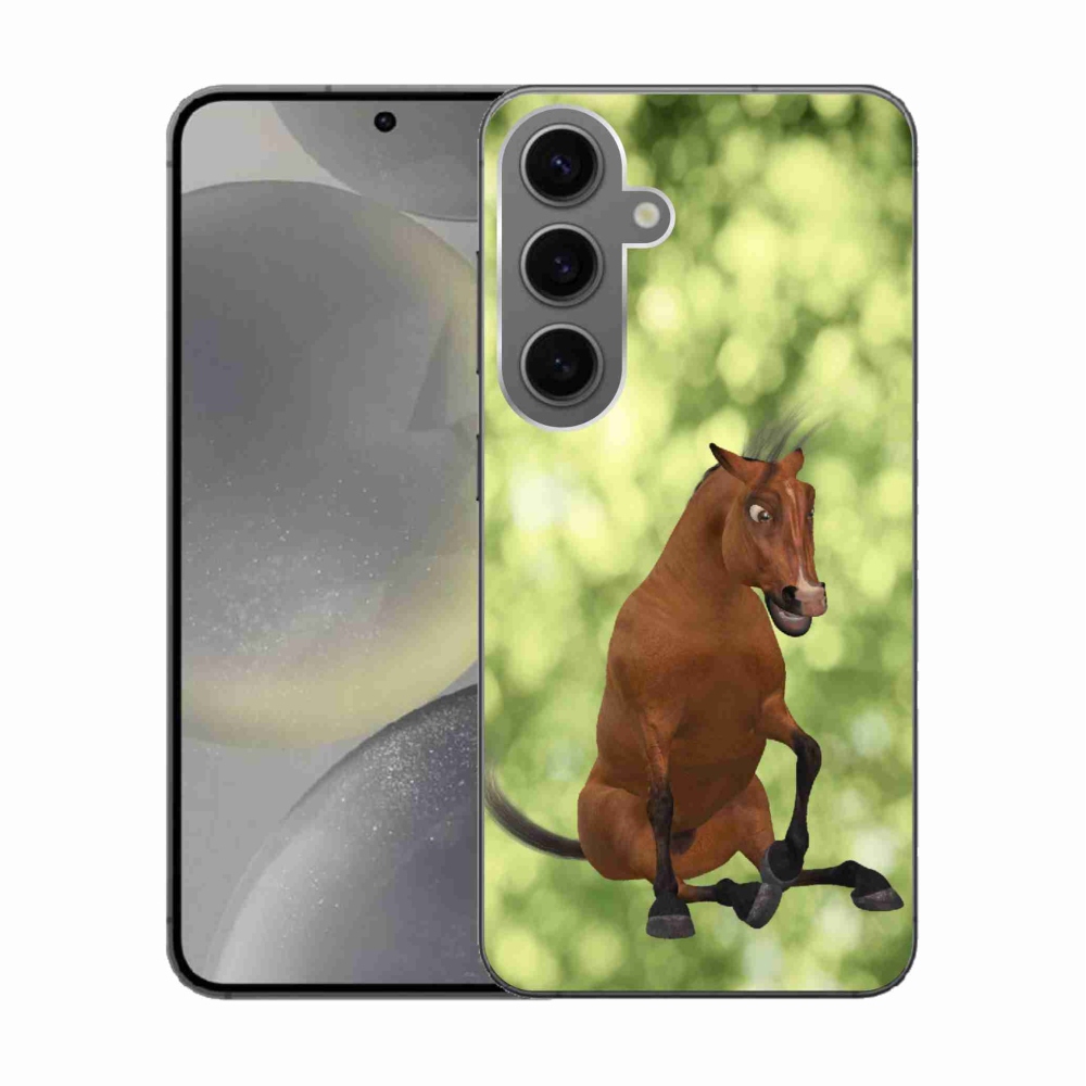 Zselés borítás mmCase Samsung Galaxy S24 - barna rajzfilm ló 1