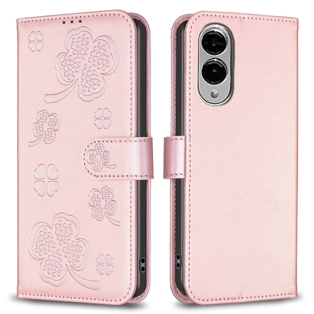 Clover könyv tok Samsung Galaxy S25 Edge készülékhez - rózsaarany