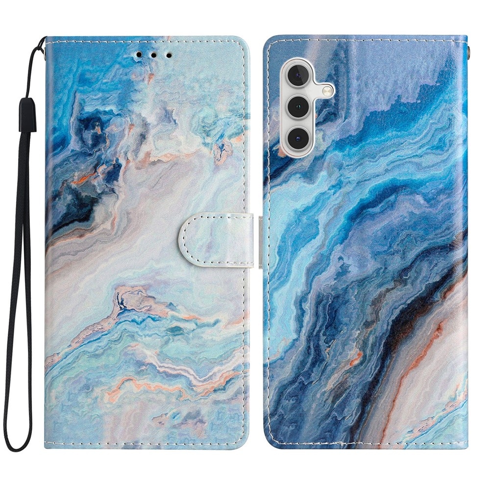 Egyedi könyvtáska Samsung Galaxy S25 FE készülékhez - kék márvány