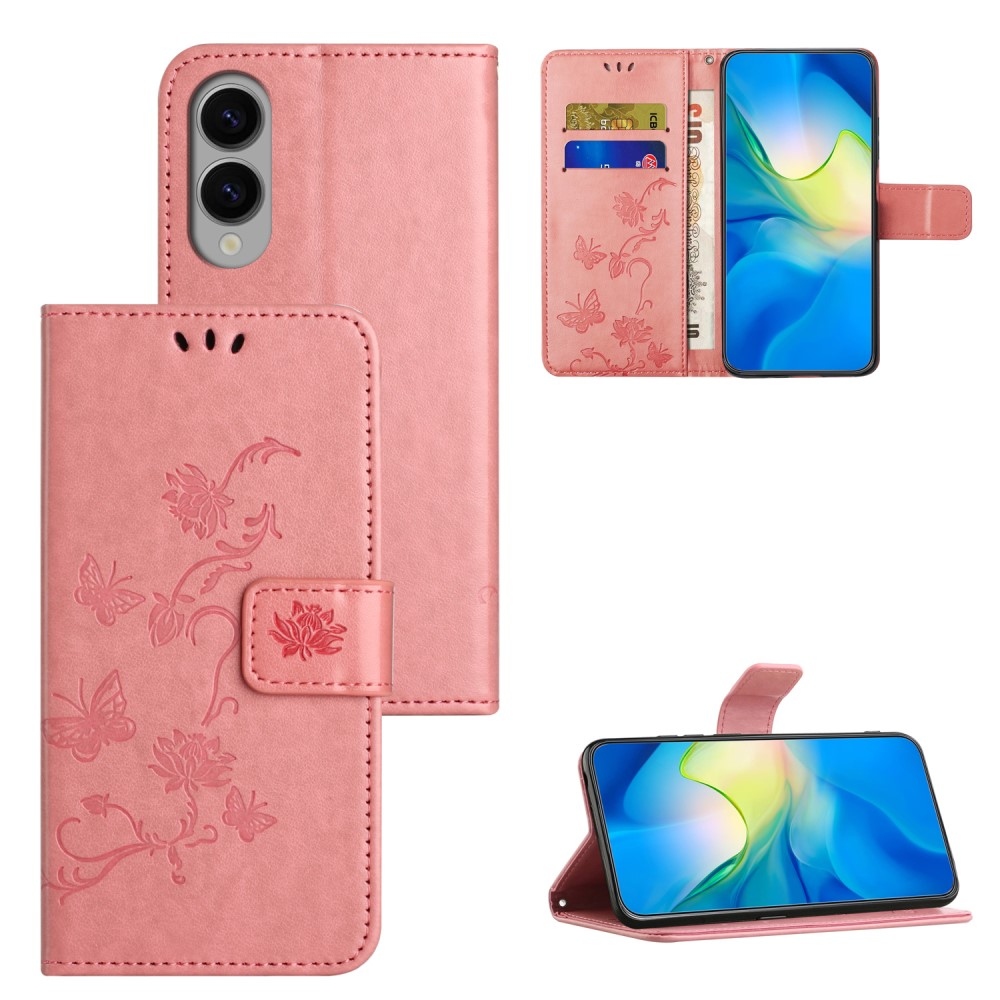 Virágos könyv tok Samsung Galaxy S25 Edge készülékhez - rózsaszín