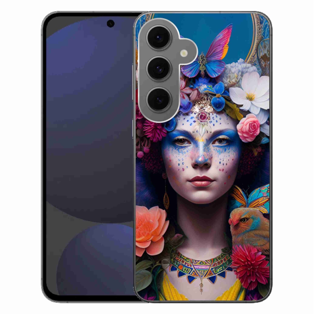 Gél borítás mmCase Samsung Galaxy S24 FE - nő virágokkal