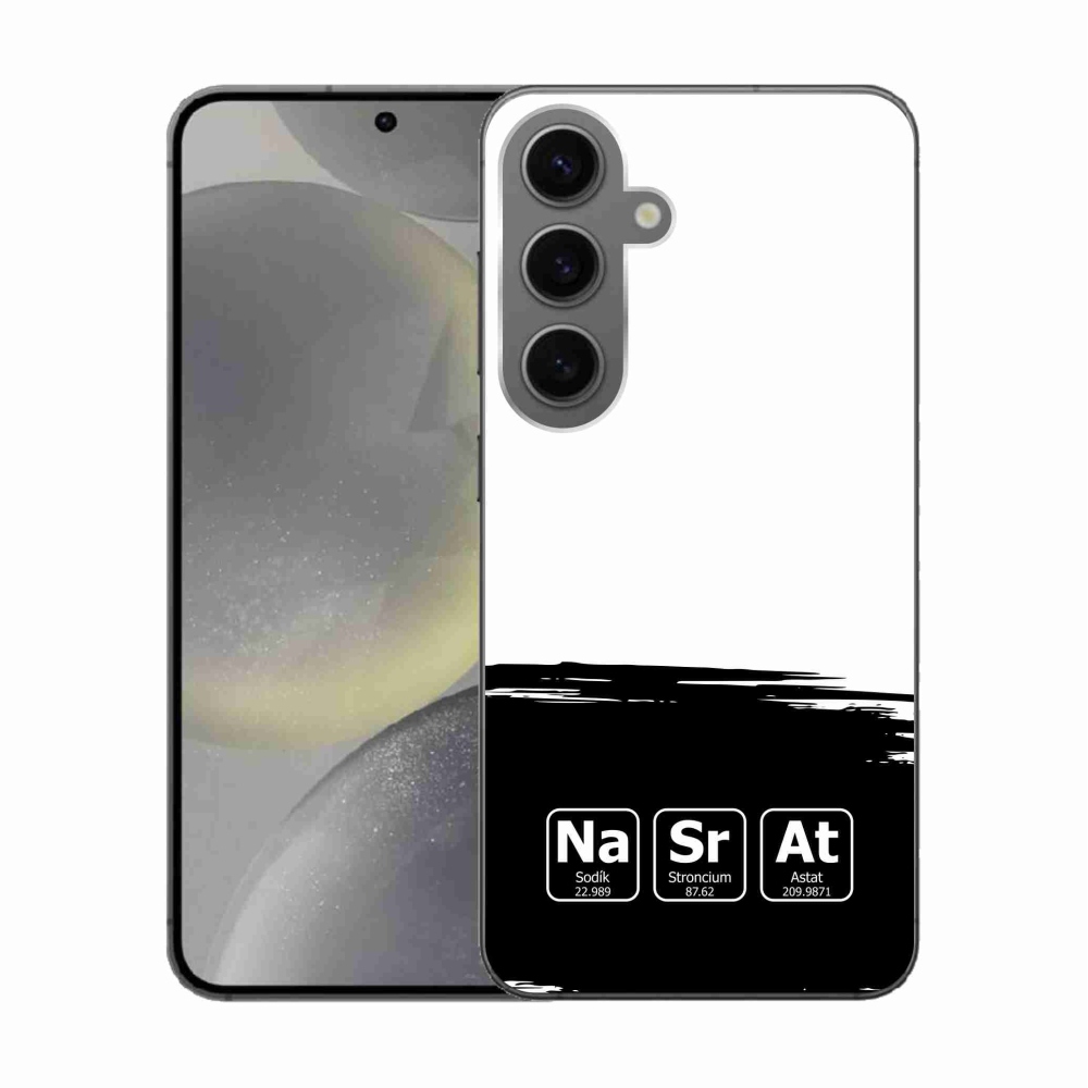Gél borító mmCase Samsung Galaxy S24 - kémiai elemek fekete és fehér háttérrel