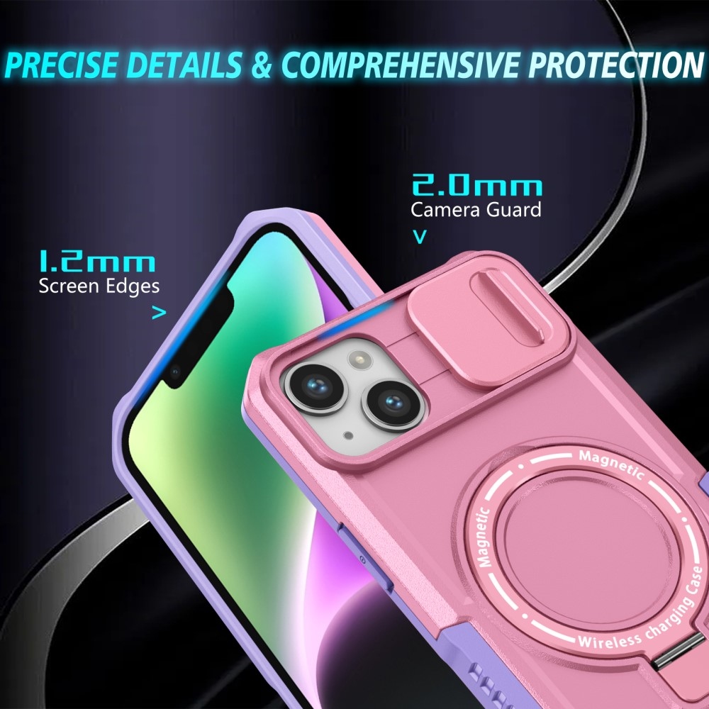 Fulcrum tartós borító kameravédelemmel és MagSafe funkcióval iPhone 14 készülékhez - lila/rózsaszín