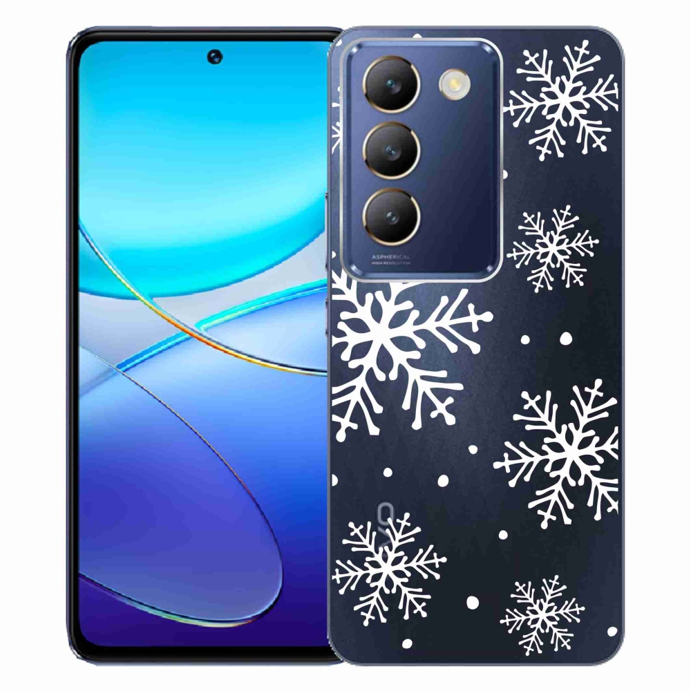 Gél borítás mmCase a Vivo V40 SE 4G/5G készülékre - fehér pelyhek átlátszó háttéren