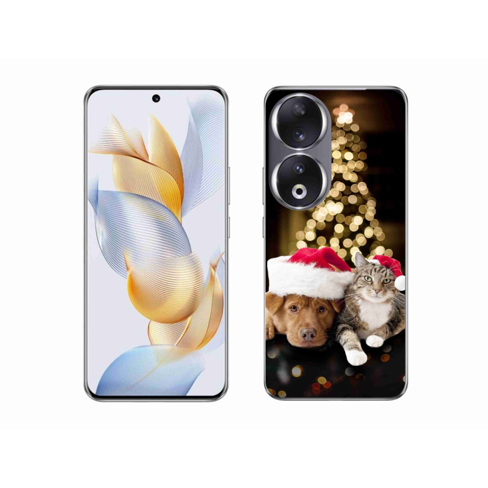 Gél borító mmCase a Honor 90-hez - Karácsonyi kutya és macska
