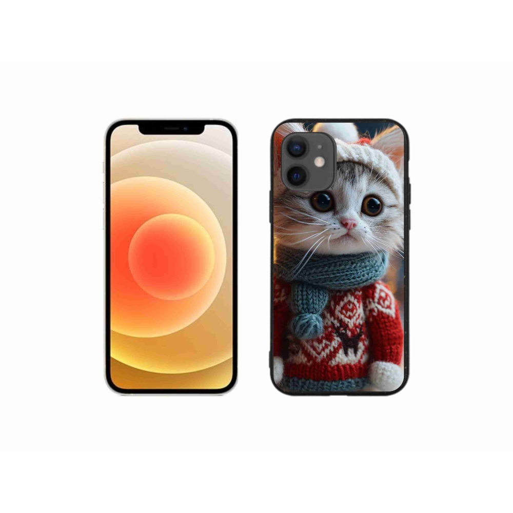 Gél borítás mmCase iPhone 12 mini készülékhez - cica pulóverben