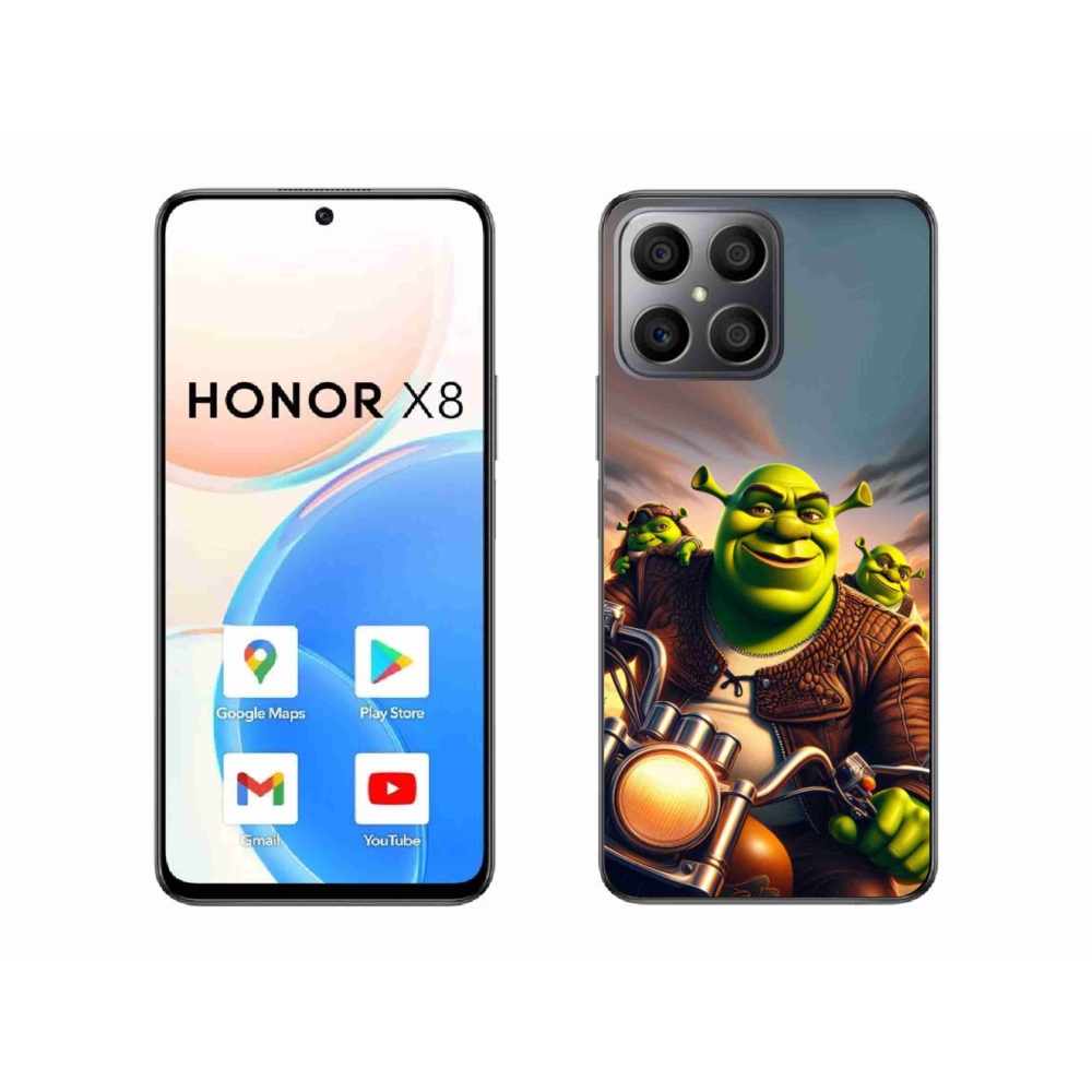 Zselés borítás mmCase a Honor X8 4G-hez - Shrek egy motorkerékpáron